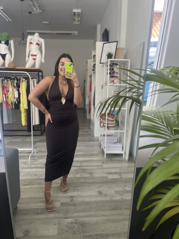 Vestido abalorio marrón