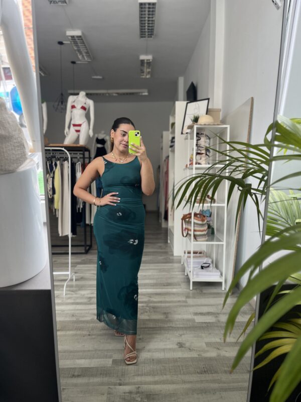 Vestido tull floral negro