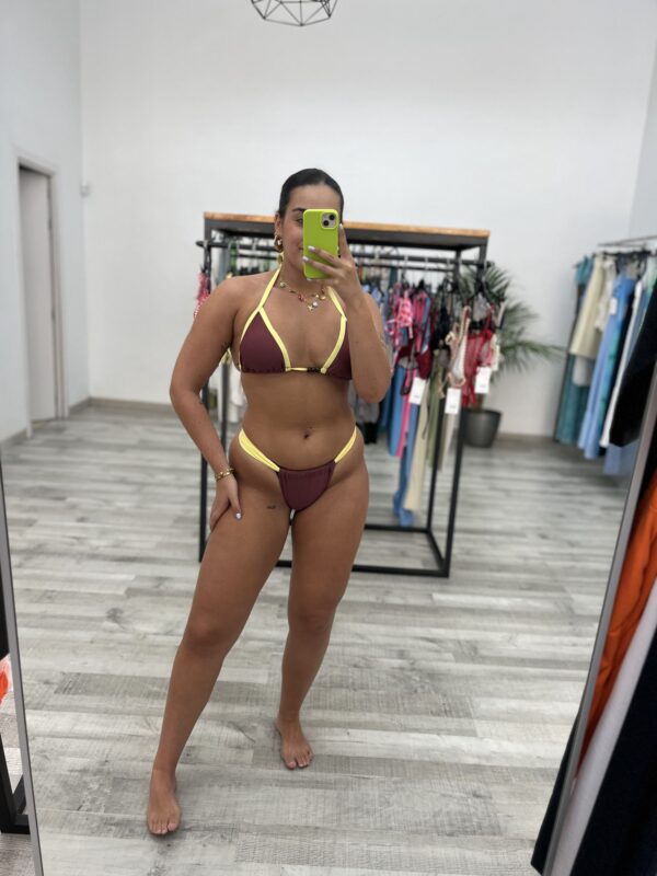 Bikini triángulo marrón amarillo