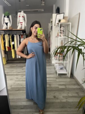 Vestido lino espalda cruzada
