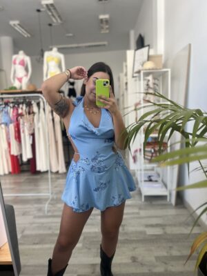 Mono corto azul lentejuela