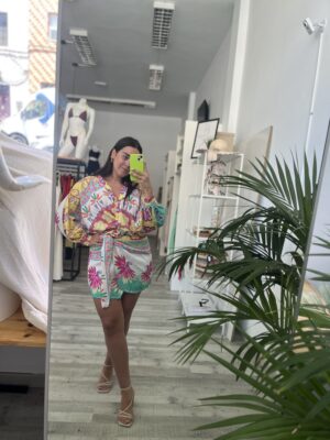 Vestido lino estampado