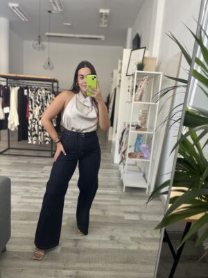 Pantalon vaquero oscuro lazada