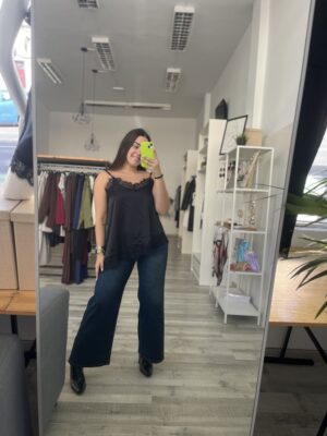 Pantalón vaquero wide leg azul