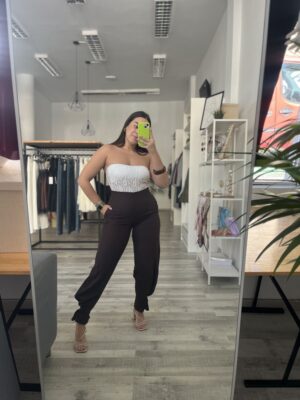 Pantalón pinza marrón ballon