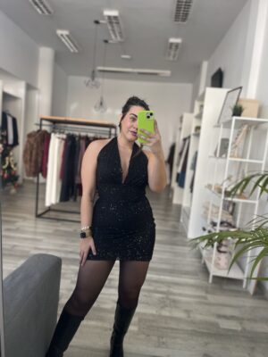 Vestido brillo corto