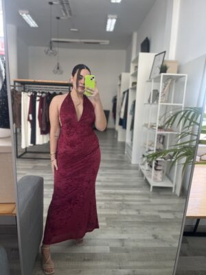 Vestido terciopelo burdeos